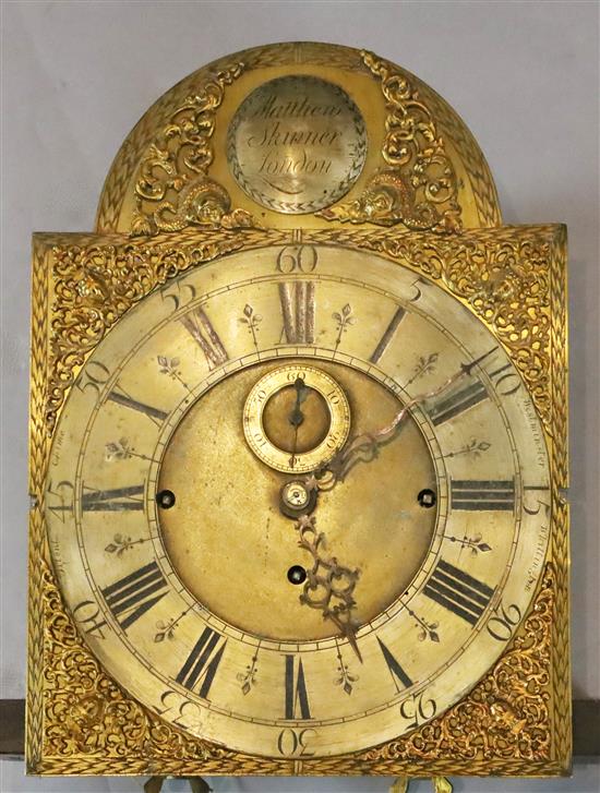 Matthew Skinner of London. A George III chiming longcase clock movement and dial dial 12in.
